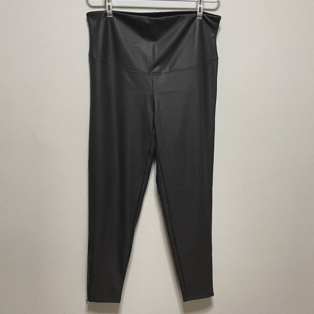 Yummie Faux Leather Shaping Legging with Side Zip in Pavement